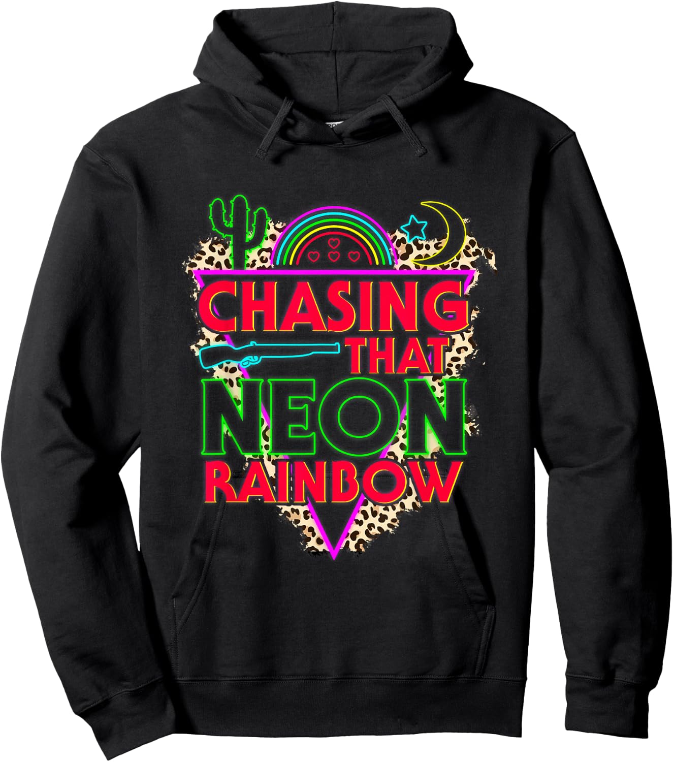 Vintage Country Music Chasing That's Neon Rainbows For Hoodie - Hoodie | Black