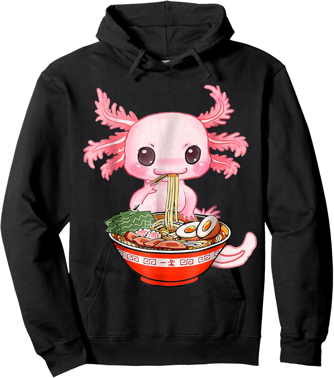 Kawaii Axolotl Ramen Food Japanese Funny Graphic Anime Gift Hoodie - Hoodie | Black