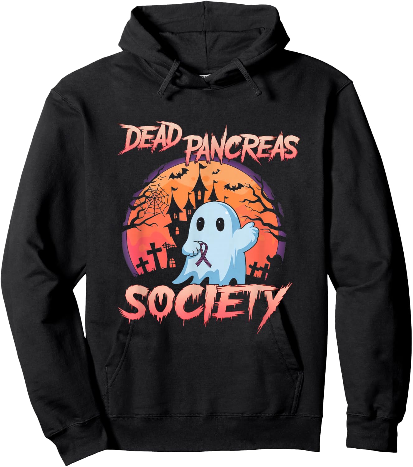 Diabetes Awareness Dead Pancreas Society Ghost Halloween Hoodie - Hoodie | Black