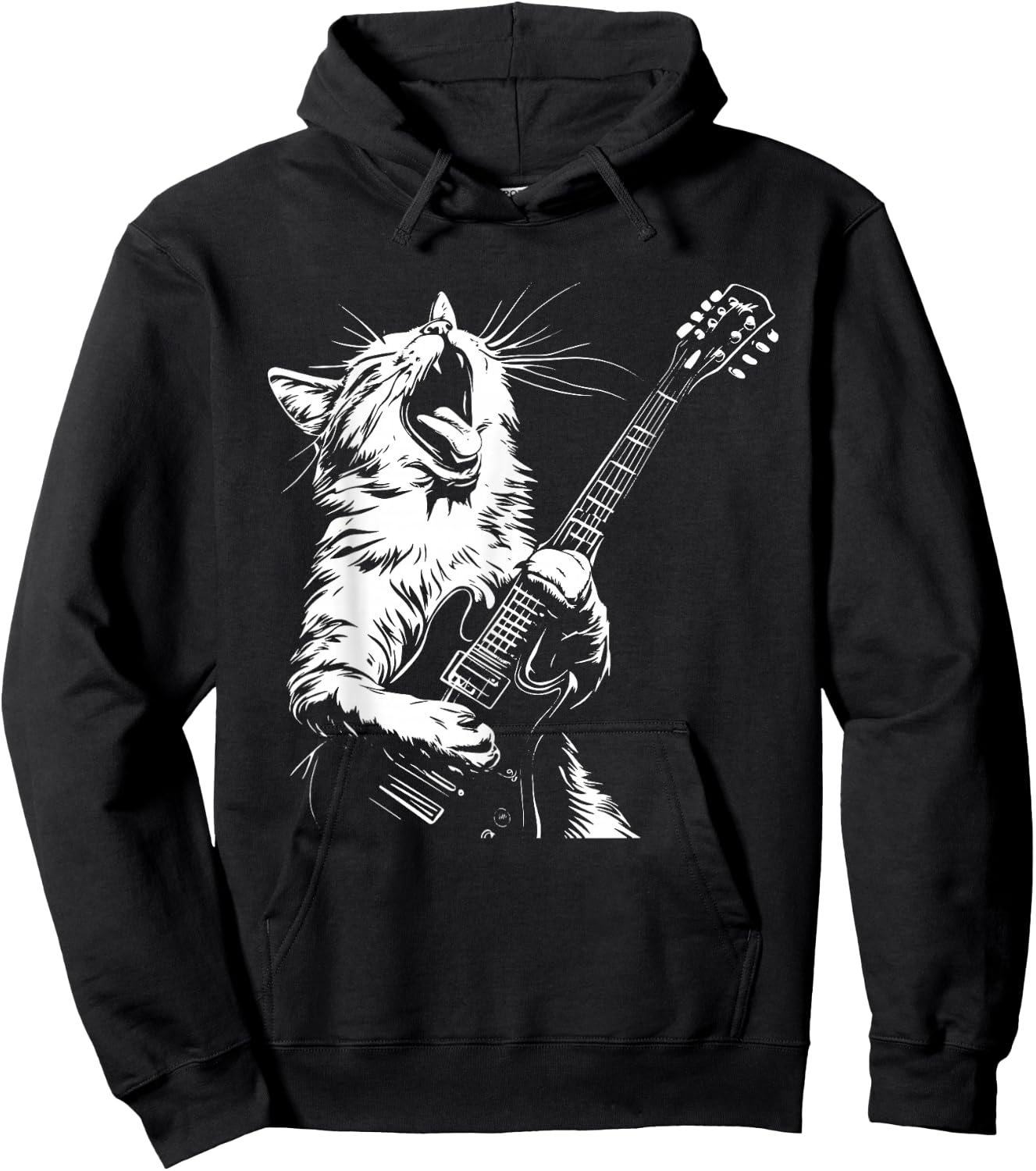Funny Cat Playing Guitar Hoodie - Hoodie | Black