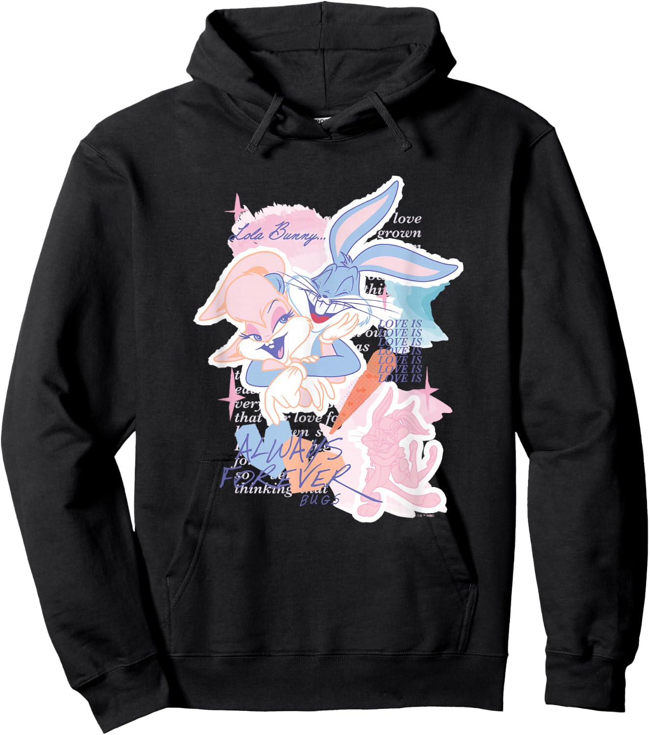 Looney Tunes Bugs Bunny Lola Bunny Always Forever Love Logo Hoodie - Hoodie | Black