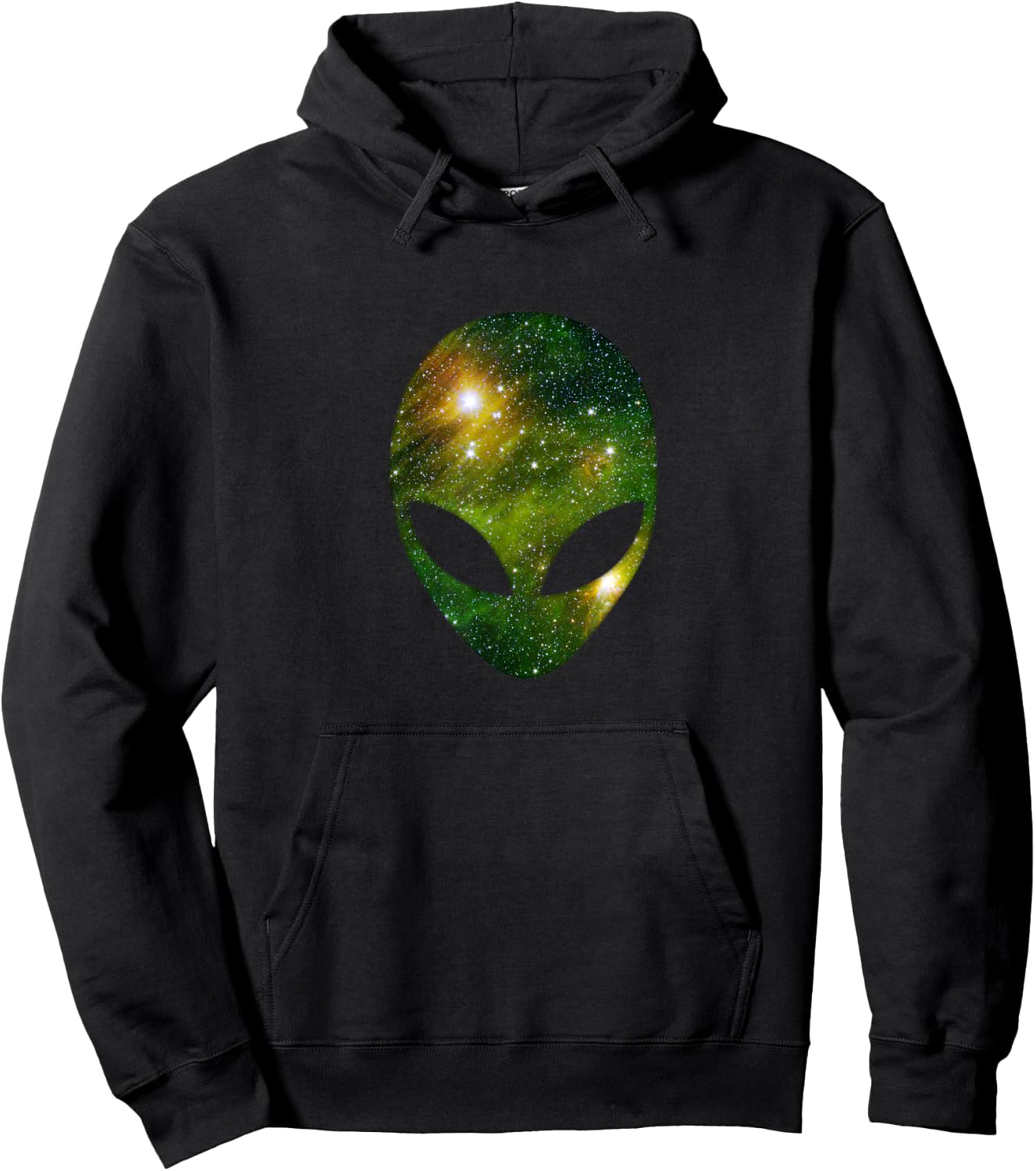 Cosmic Alien Head - Green Ufo Scifi Galaxy Hoodie - Hoodie | Black