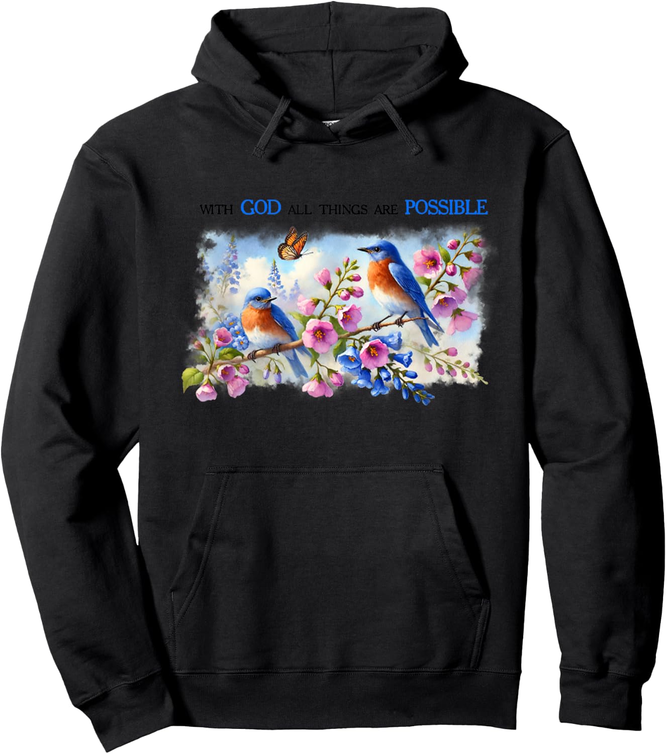 With God All The Things Are Possible Bird Jesus Bible Hoodie - Hoodie | Black