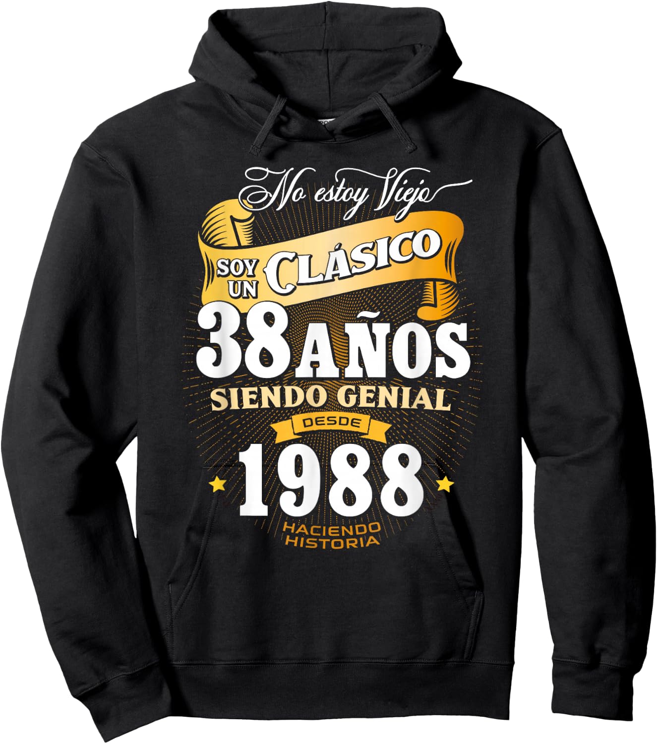 Vintage 38st Birthday Men Funny 1988 38 Birthday Spanish Hoodie - Hoodie | Black