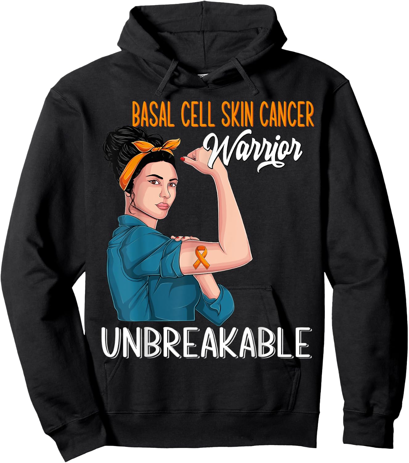 Basal Cell Skin Cancer Awareness Warrior Unbreakable Hoodie - Hoodie | Black