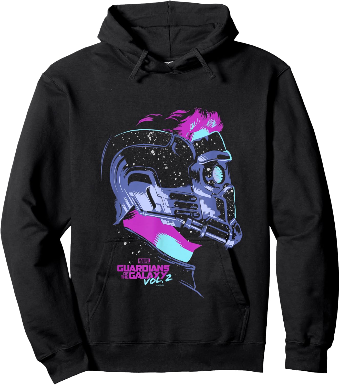 Marvel Guardians of The Galaxy Vol 2 Star-Lord Neon Profile Hoodie - Hoodie | Black