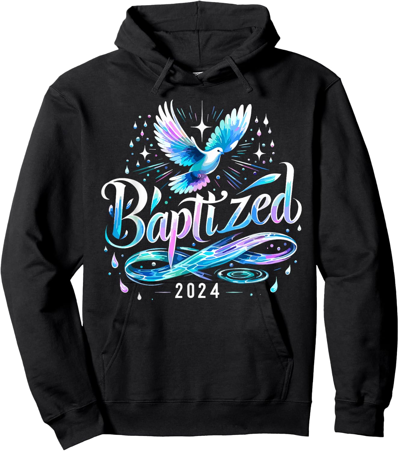 Baptized 2024 Shirt Christian Water Baptism Church Group Hoodie - Hoodie | Black
