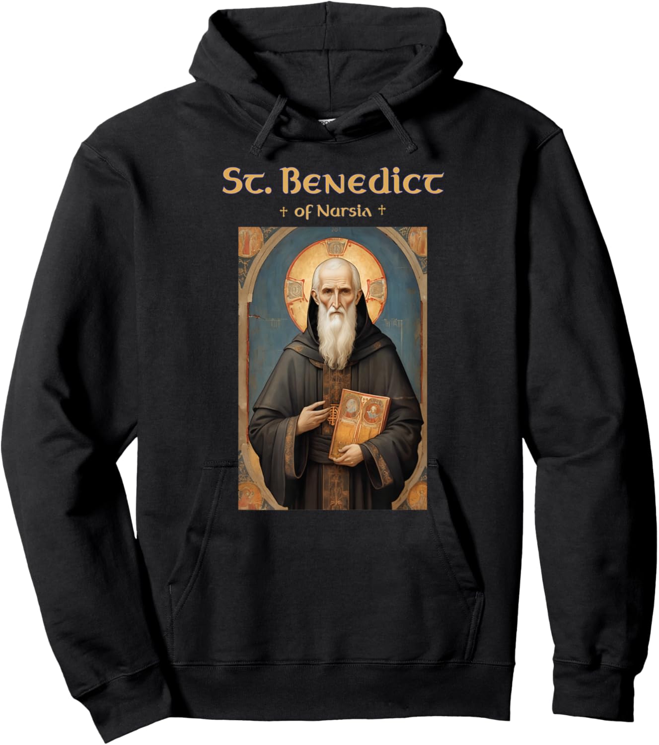 Saint Benedict Roman Catholic Icon Hoodie - Hoodie | Black