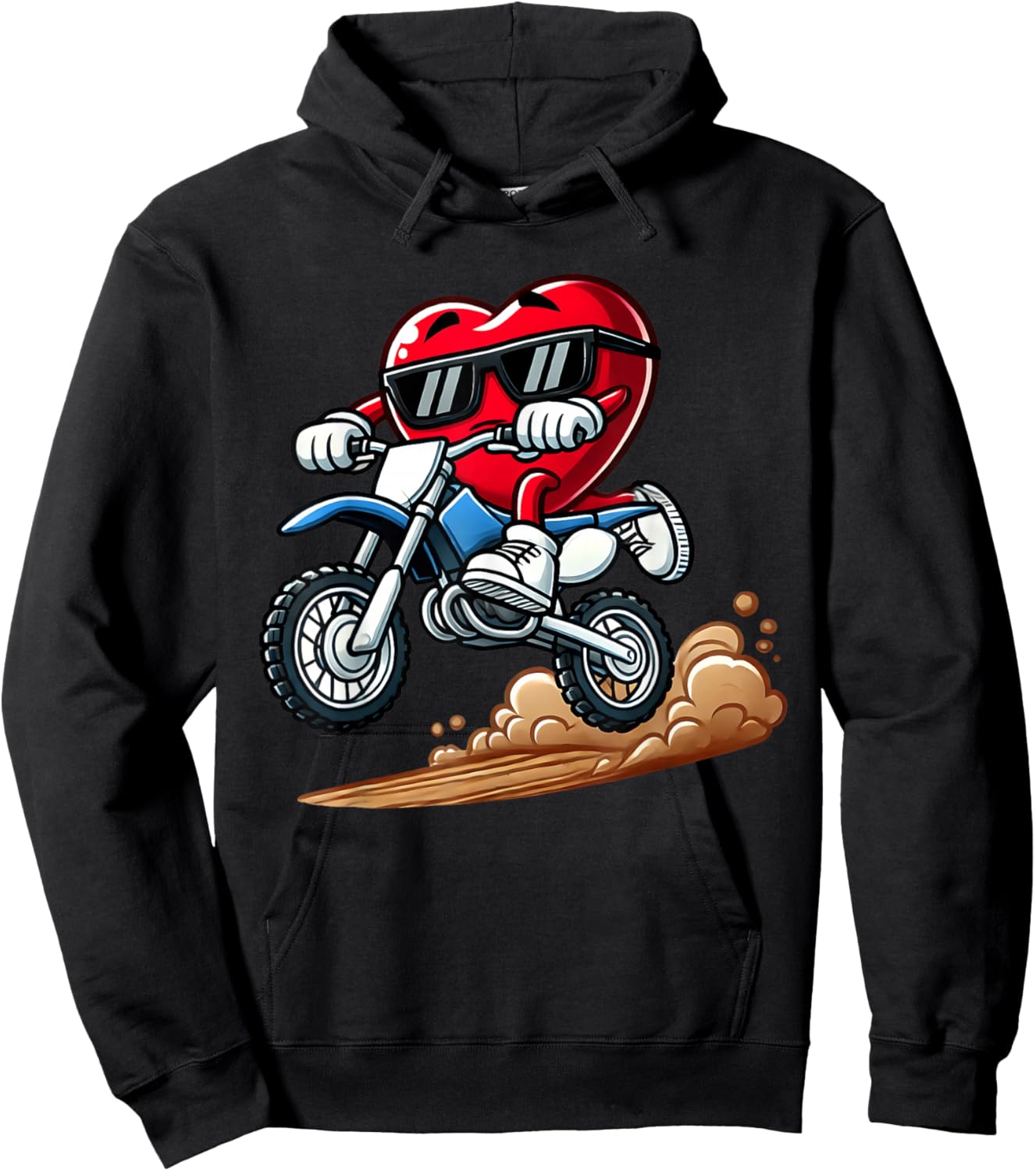 Valentine's Day Red Heart Dirt Bike Toddler Boys February Hoodie - Hoodie | Black
