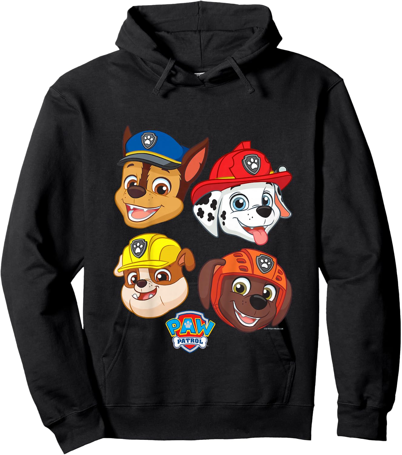PAW Patrol Chase Marshall Rubble & Zuma Cute Faces Logo Hoodie - Hoodie | Black