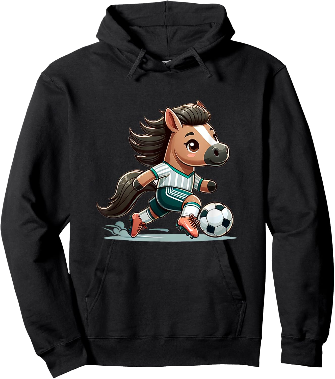Cute Soccer Player Horse Hoodie - Hoodie | Black
