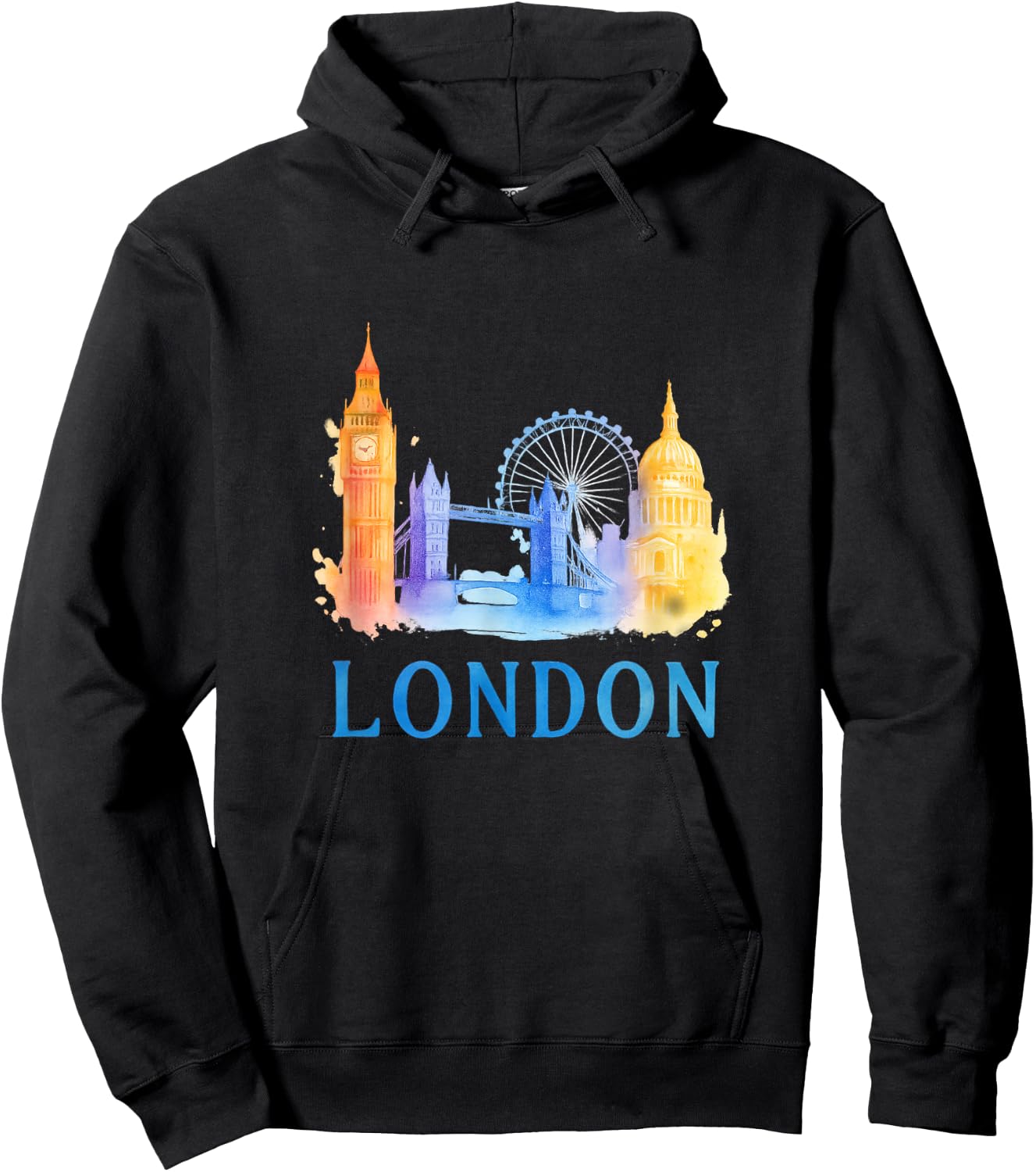 London Skyline–Big Ben-Tower Bridge-London Eye Hoodie - Hoodie | Black