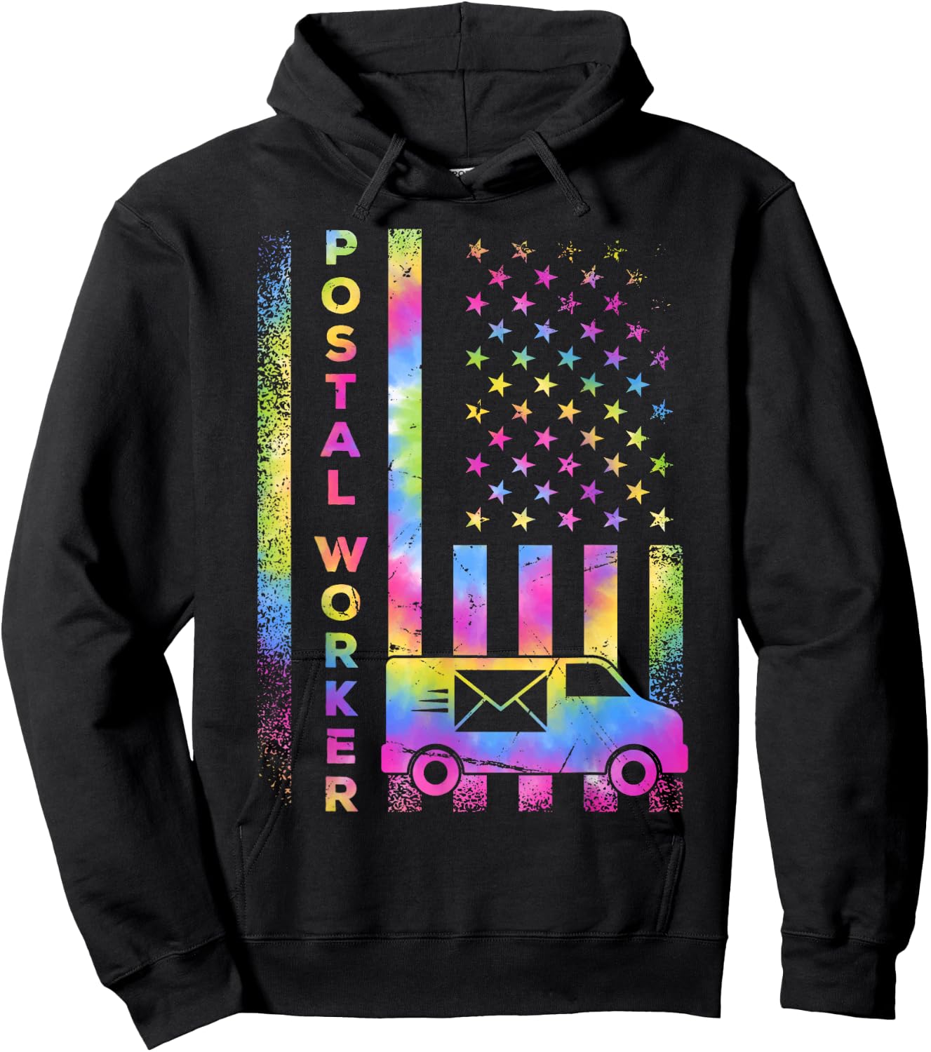 USA Flag Postal Life Mail Carrier Postal Worker, Mail lady Hoodie - Hoodie | Black