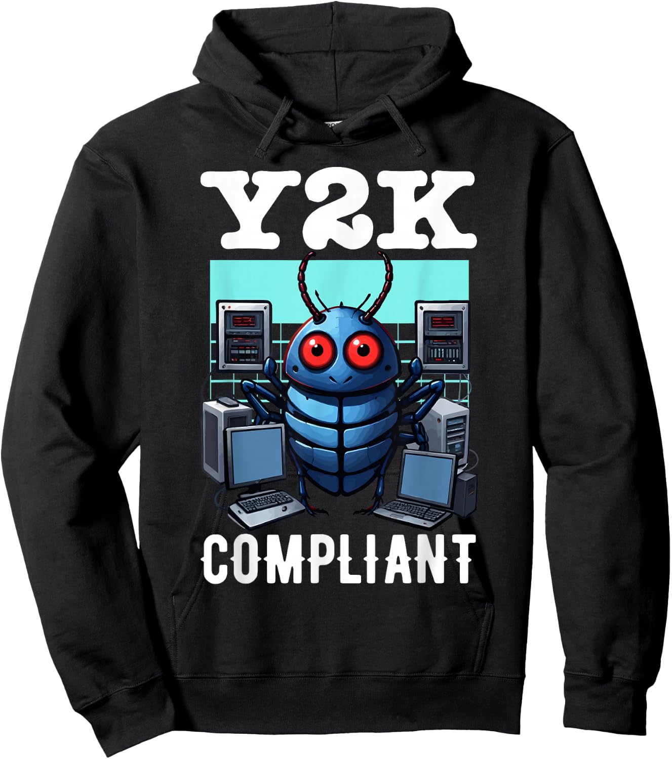 Y2K Compliant Retro Tech Bug Hoodie - Hoodie | Black