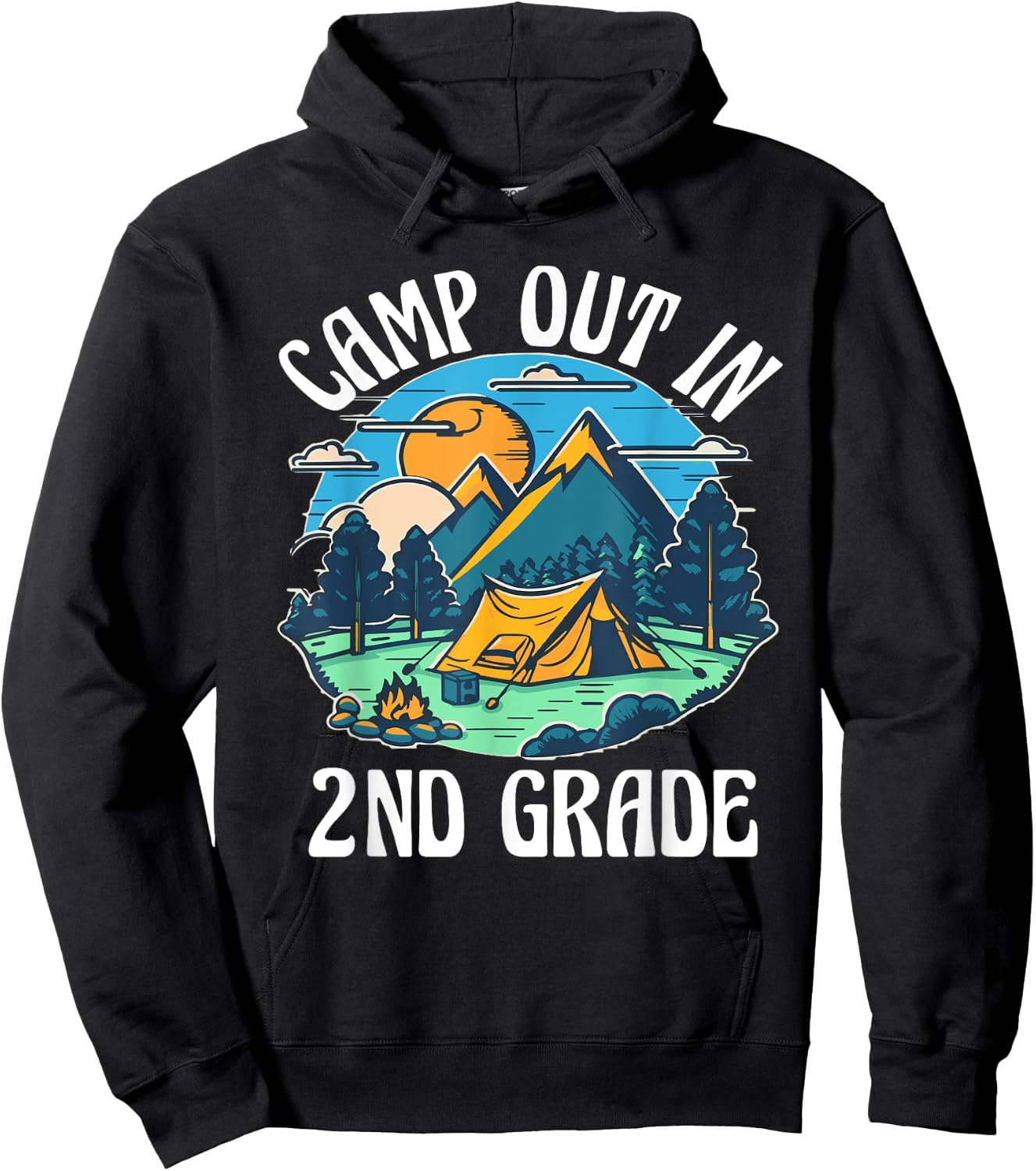 Camp out in 2nd grade, camping lover back to school Hoodie - Hoodie | Black