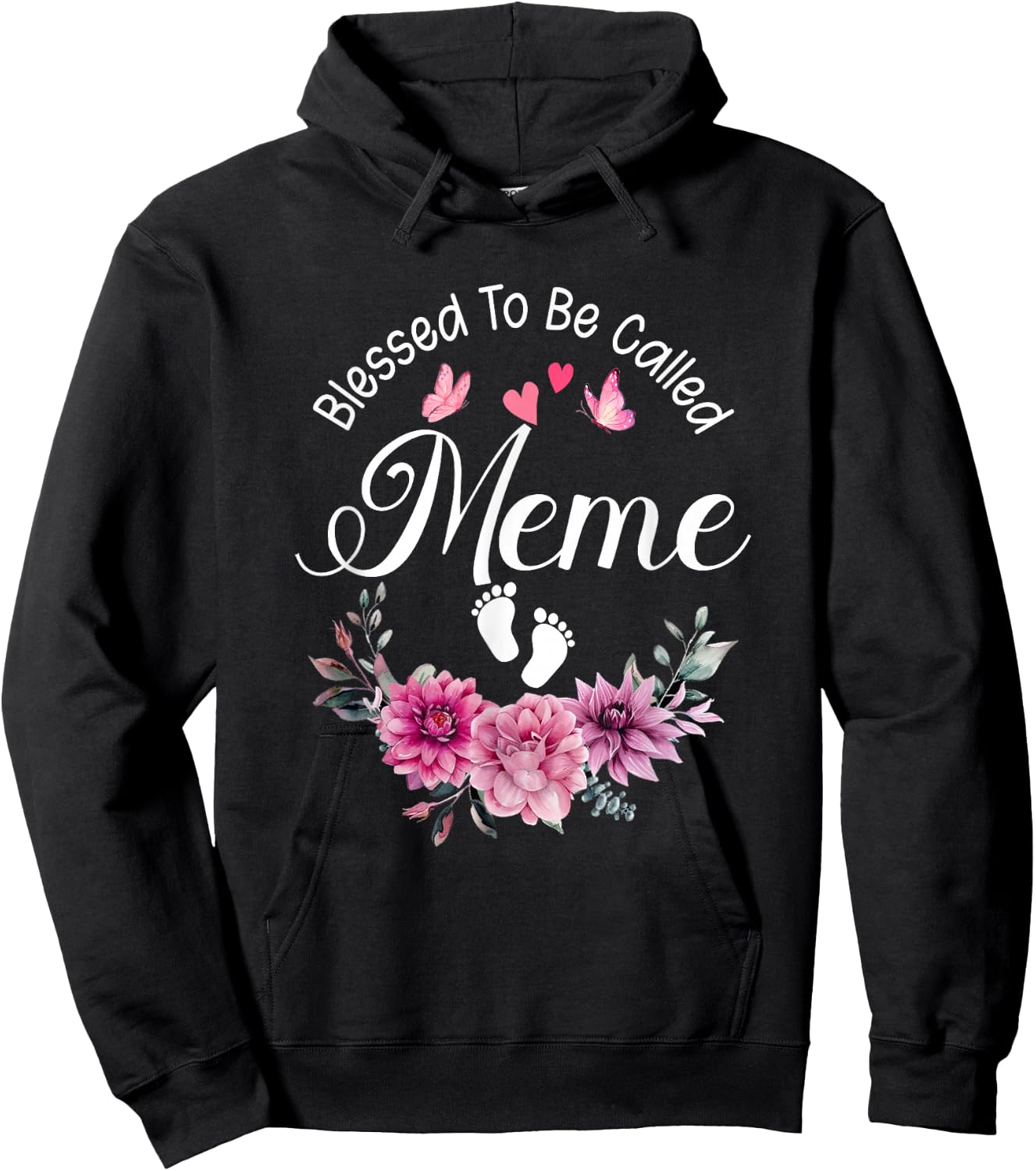 Blessed To Be Called Meme Women Floral Decor Meme Hoodie - Hoodie | Black