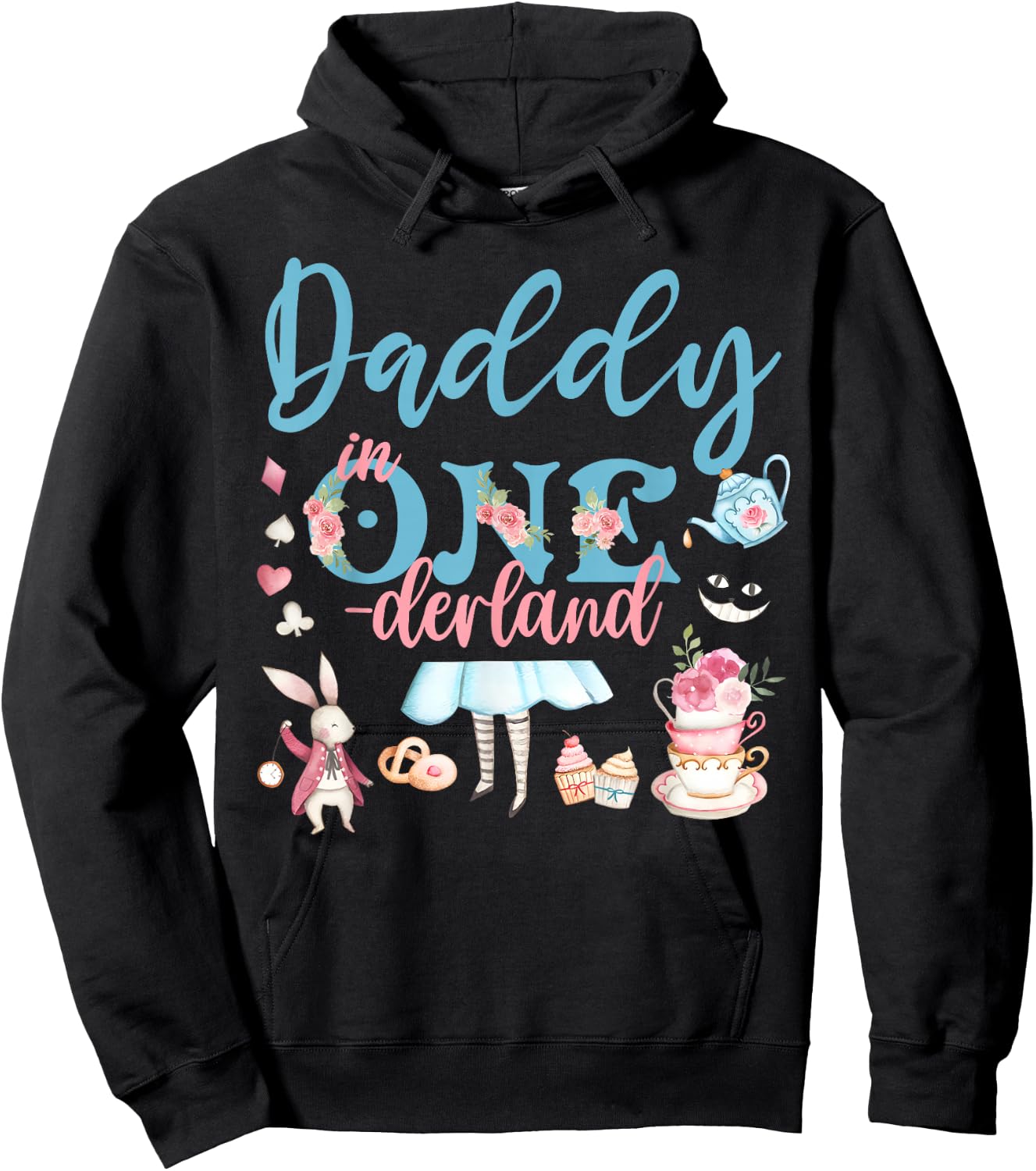 Daddy Of The Birthday Girl - Daddy In Onderland Family Hoodie - Hoodie | Black