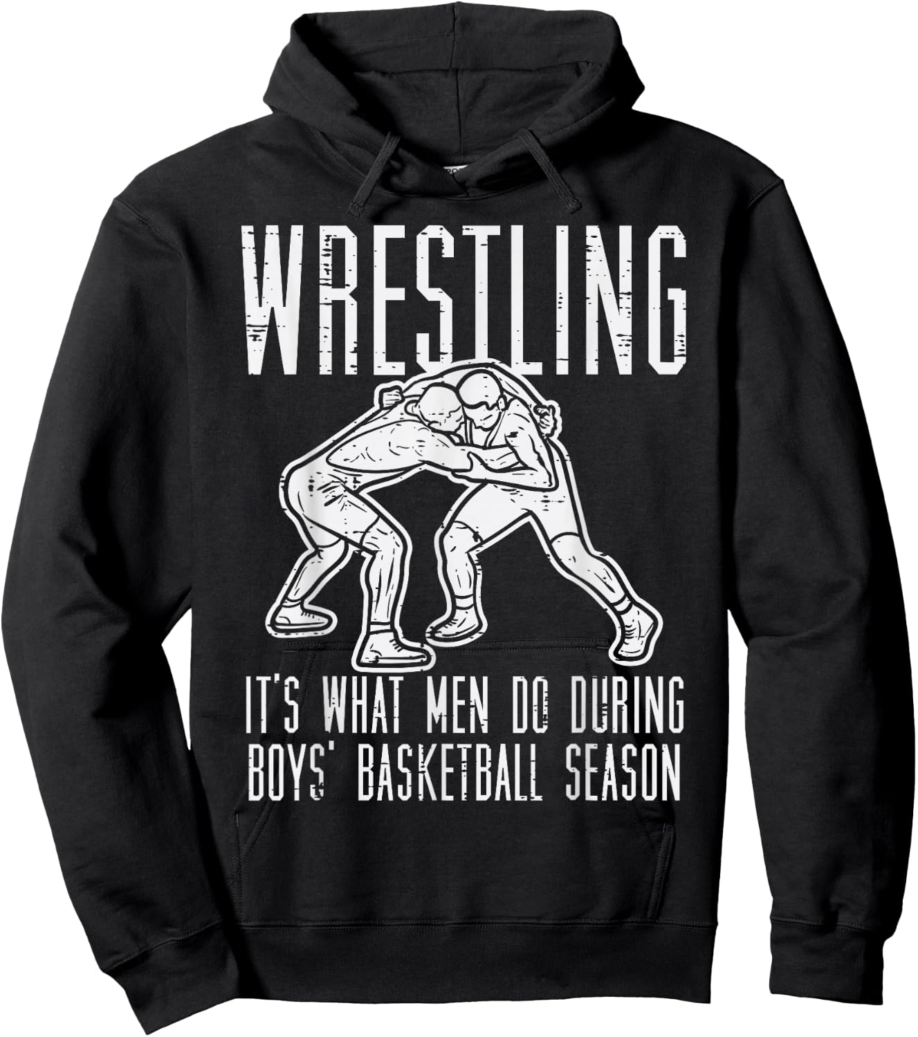 Wrestling What Men Do During Boys Basketball Funny Wrestler Hoodie - Hoodie | Black