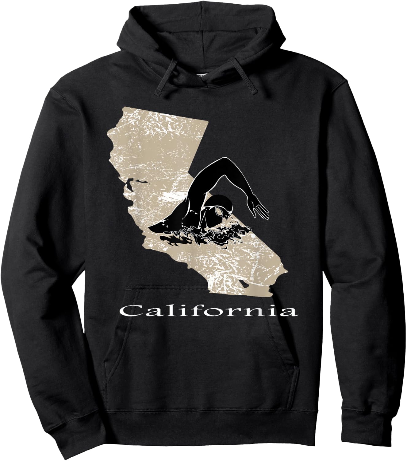 Swim Swimmer T shirt Funny Swimming Cap California State Hoodie - Hoodie | Black