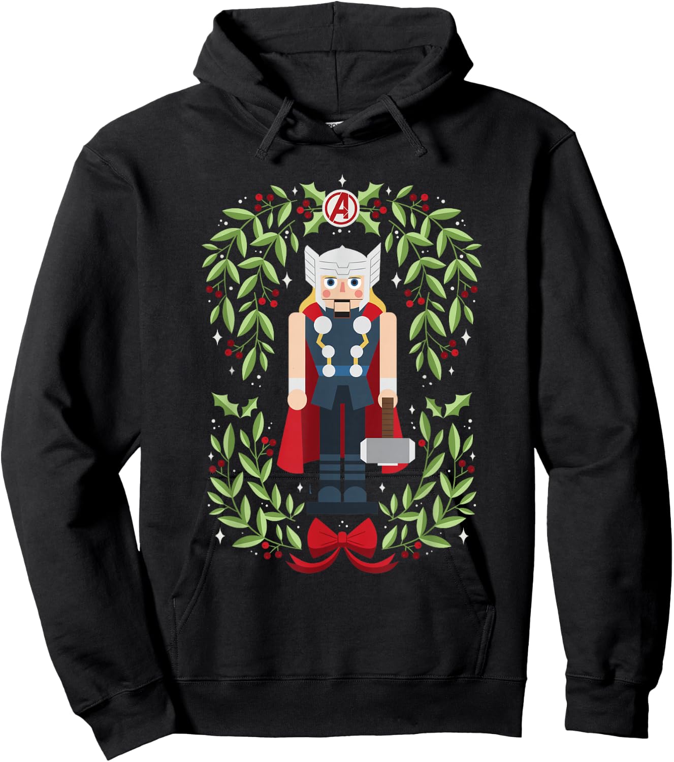 Marvel Holiday Christmas Avengers Holly Thor Nutcracker Hoodie - Hoodie | Black
