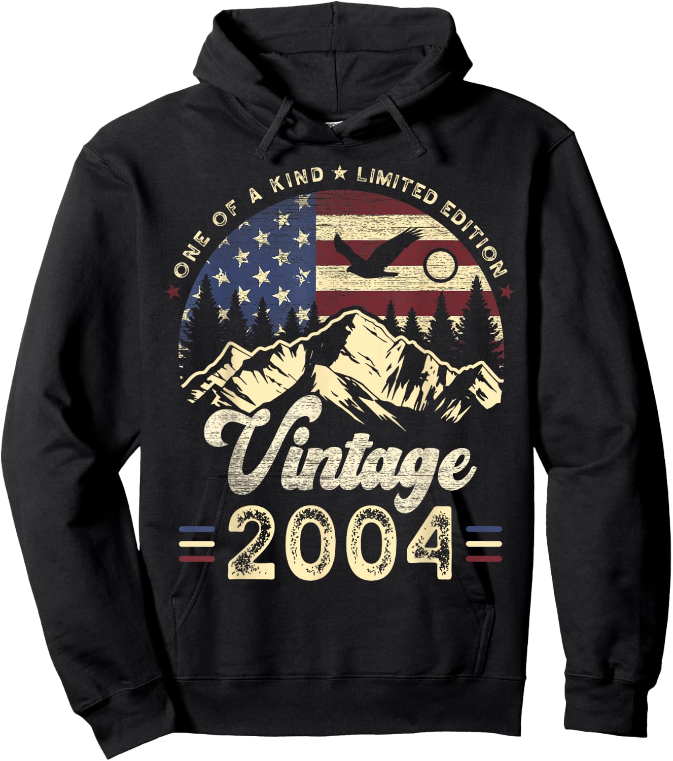 Vintage 2004 American Flag Patriotic Eagle 21st Birthday Hoodie - Hoodie | Black
