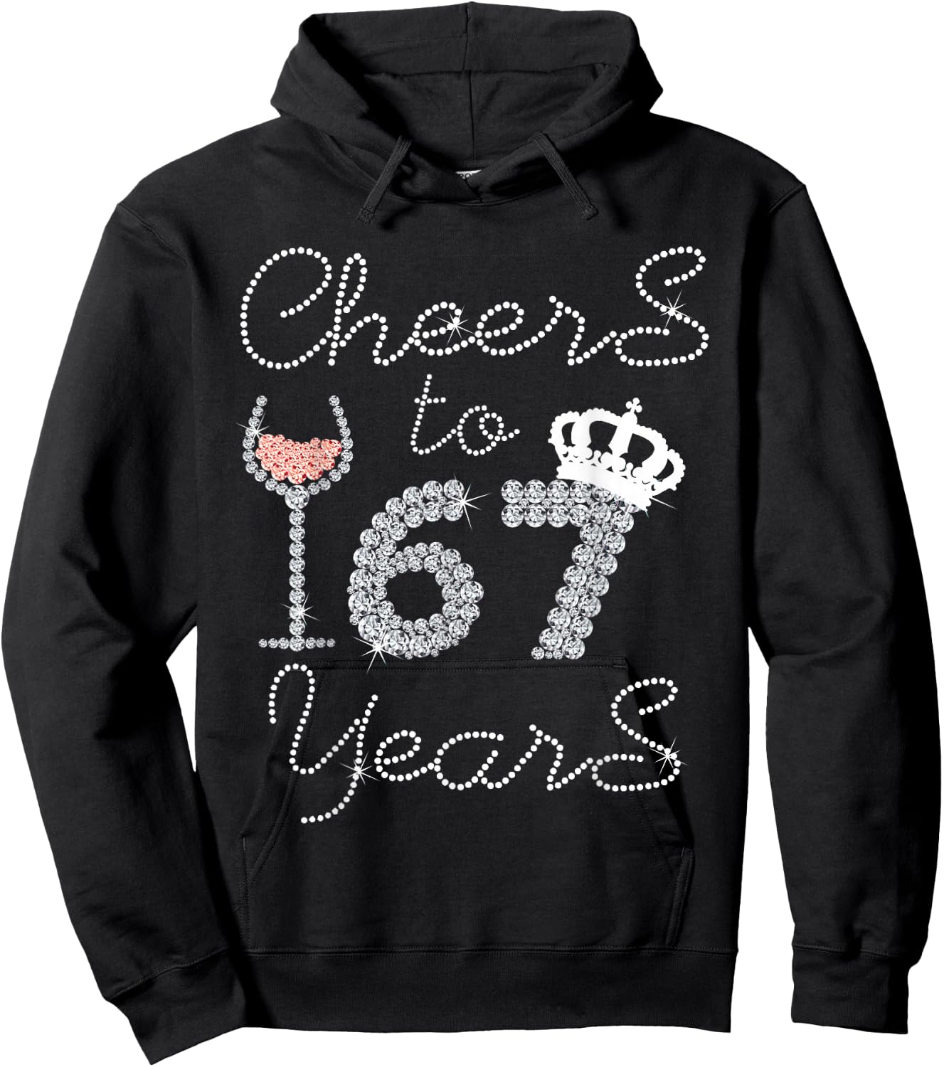 Queen Girl Drink Wine Cheers To 67 Years Old Happy Birthday Hoodie - Hoodie | Black