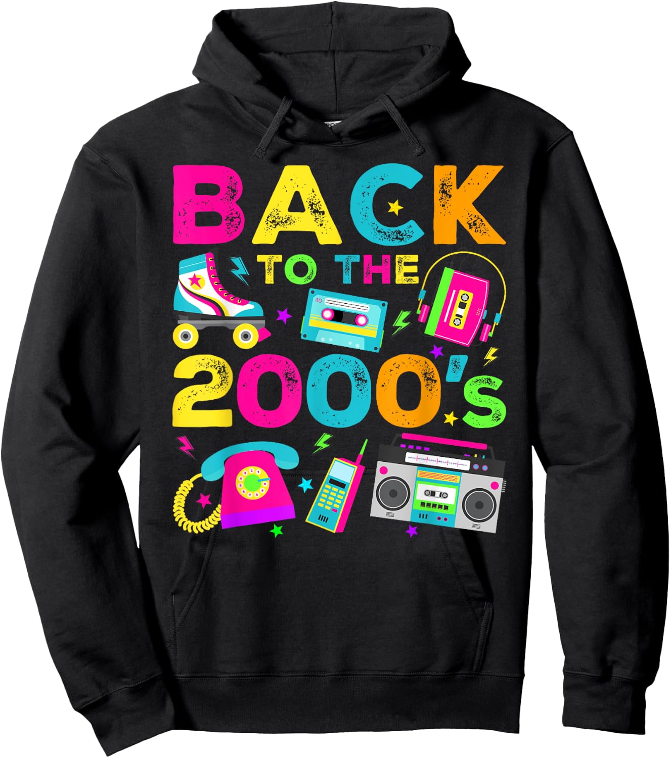 Back To 2000's 2000s Vintage Style 2000s Retro Party Hoodie - Hoodie | Black