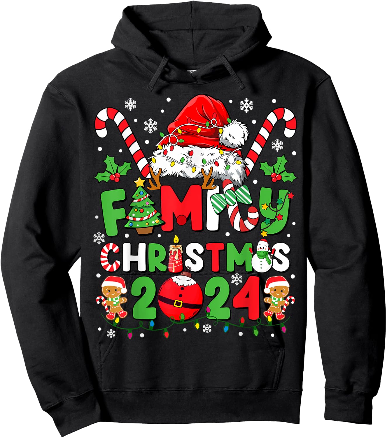 Christmas 2024 Family Matching Outfits Team Santa Elf Squad Hoodie - Hoodie | Black