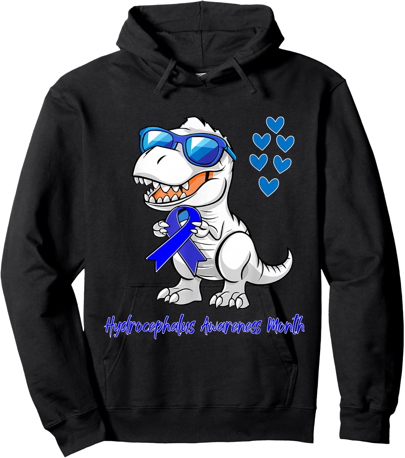 T-rex Dinosaur Hydrocephalus Awareness Month Dino Toddlers Hoodie - Hoodie | Black