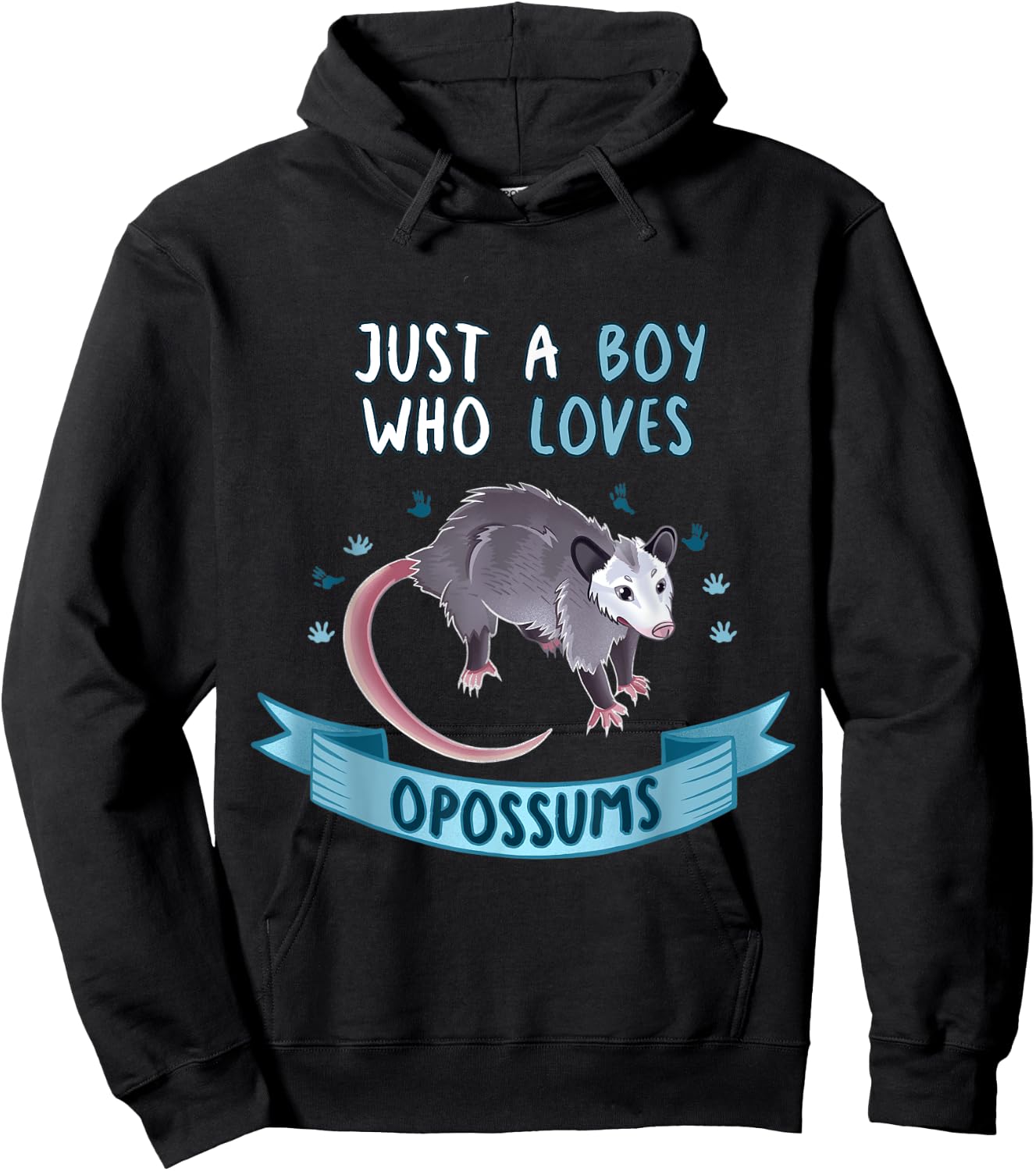 Just A Boy Who Loves Opossums Funny Opossum Owner Quote Hoodie - Hoodie | Black