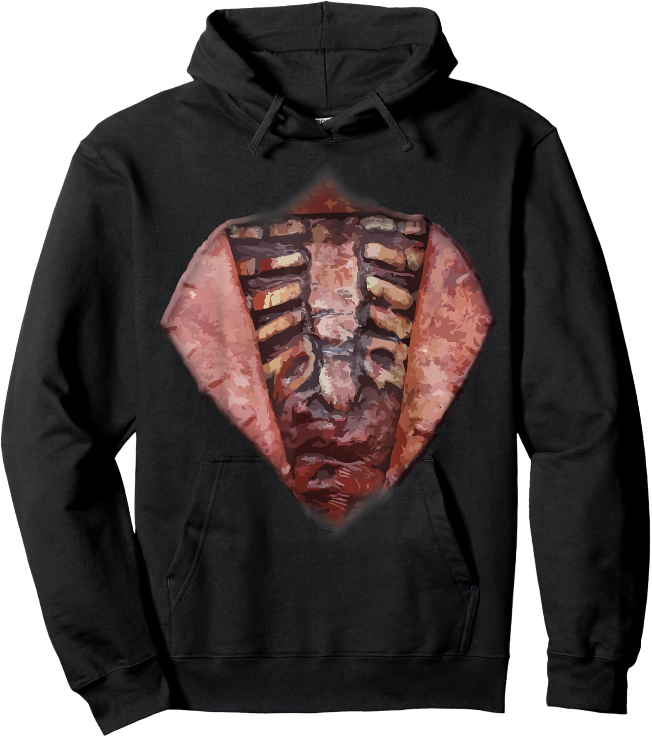 Halloween Zombie Open Chest Guts and Gore Costume Hoodie - Hoodie | Black