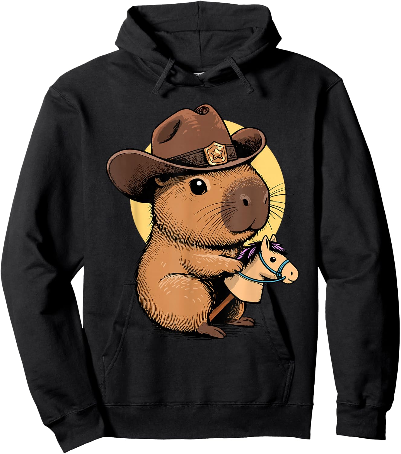 Cowpybara Capybara Cowboy Design Hoodie - Hoodie | Black