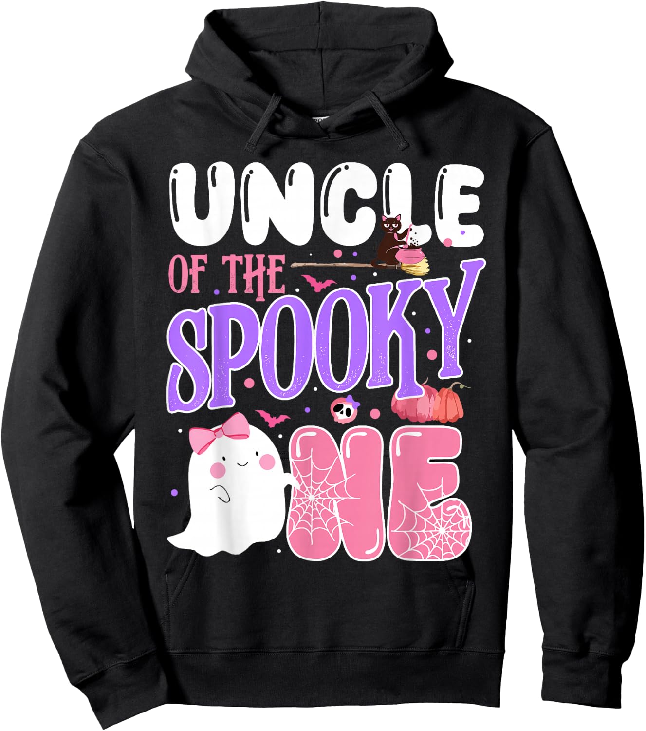 Uncle Of The Spooky One 1st Birthday Halloween Pink Ghost Hoodie - Hoodie | Black