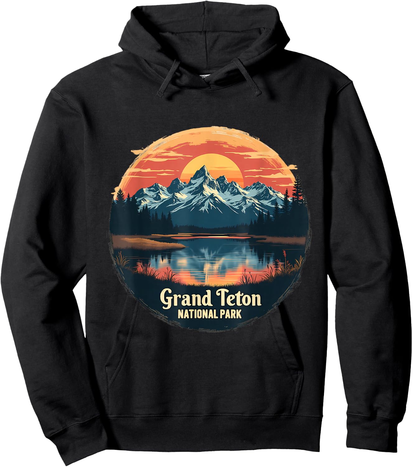 Grand Teton National Park Sunset Reflection Hoodie - Hoodie | Black