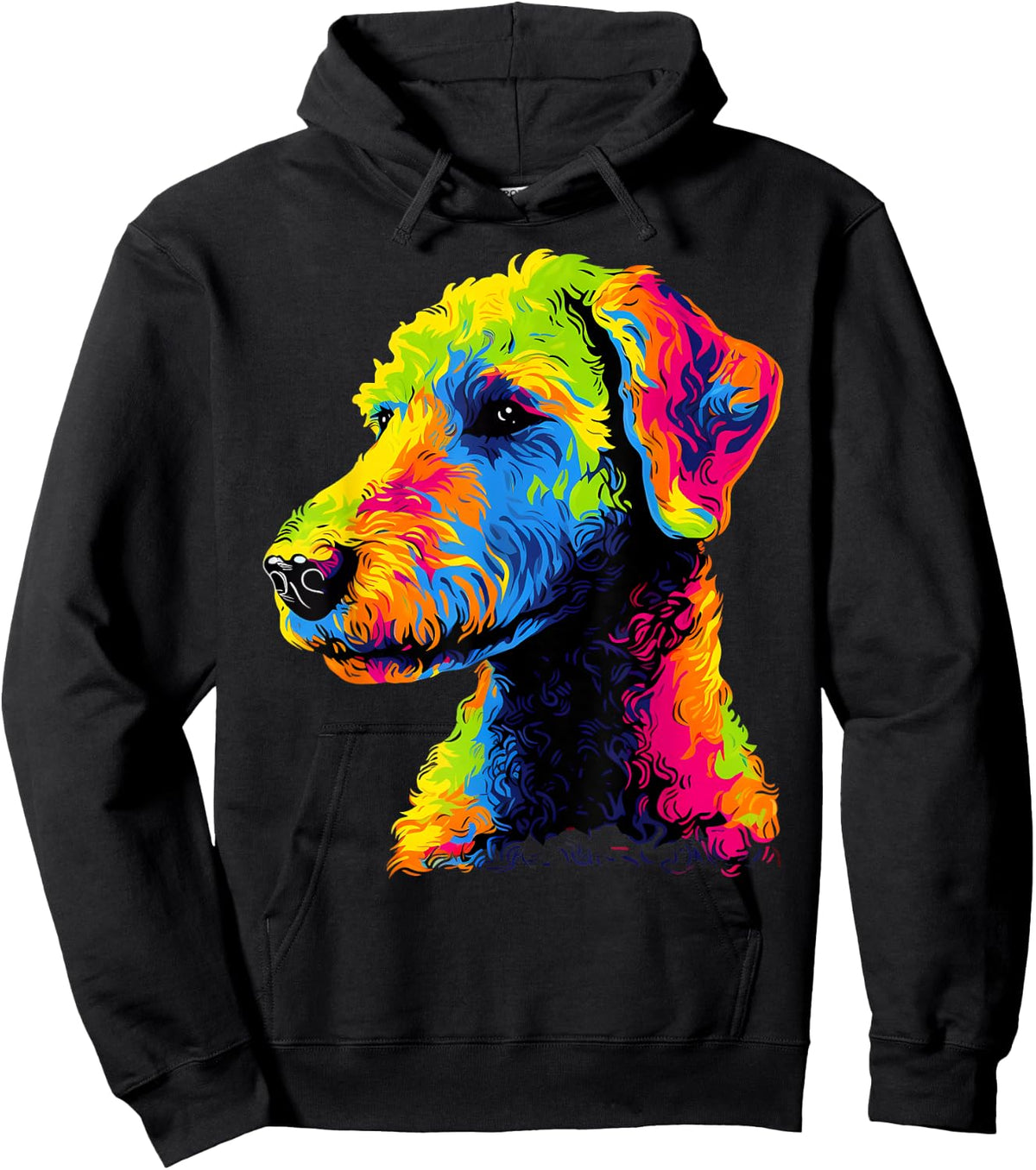 Bedlington Terrier Face Colorful Dog Lover Cute Puppy Black Women Kids Hoodie - Hoodie | Black