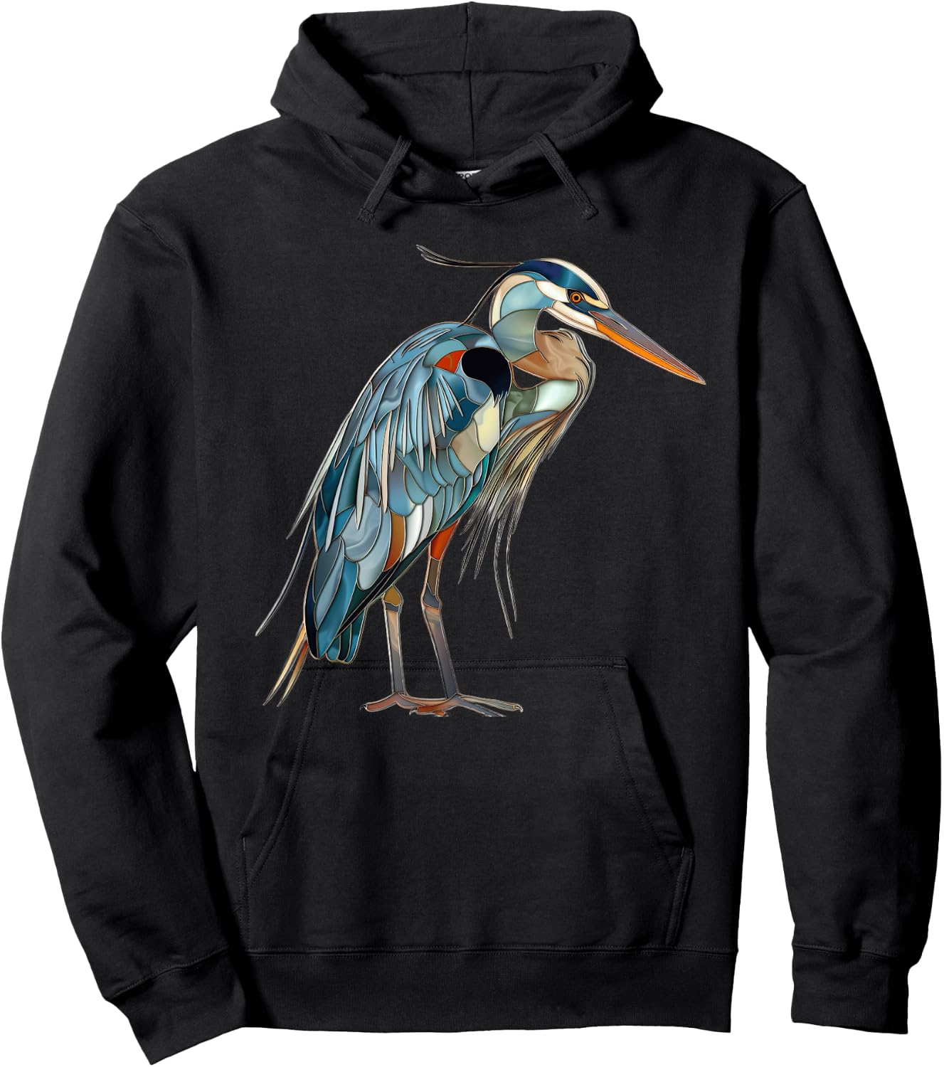 Great Blue Heron Stained Glass Hoodie - Hoodie | Black