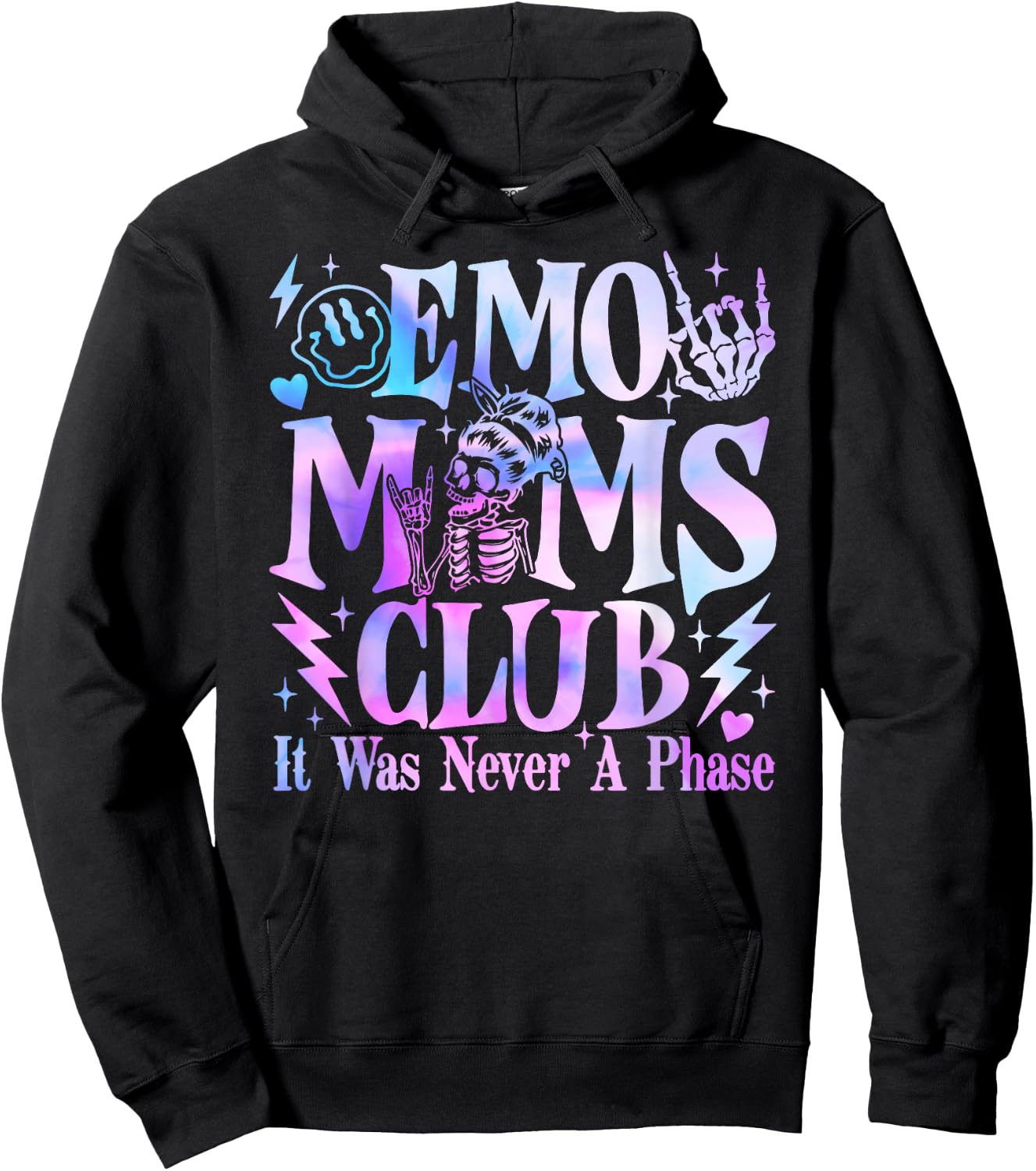 It Was Never A Phase Emo Moms Club Mother's Day Skeleton Hoodie - Hoodie | Black