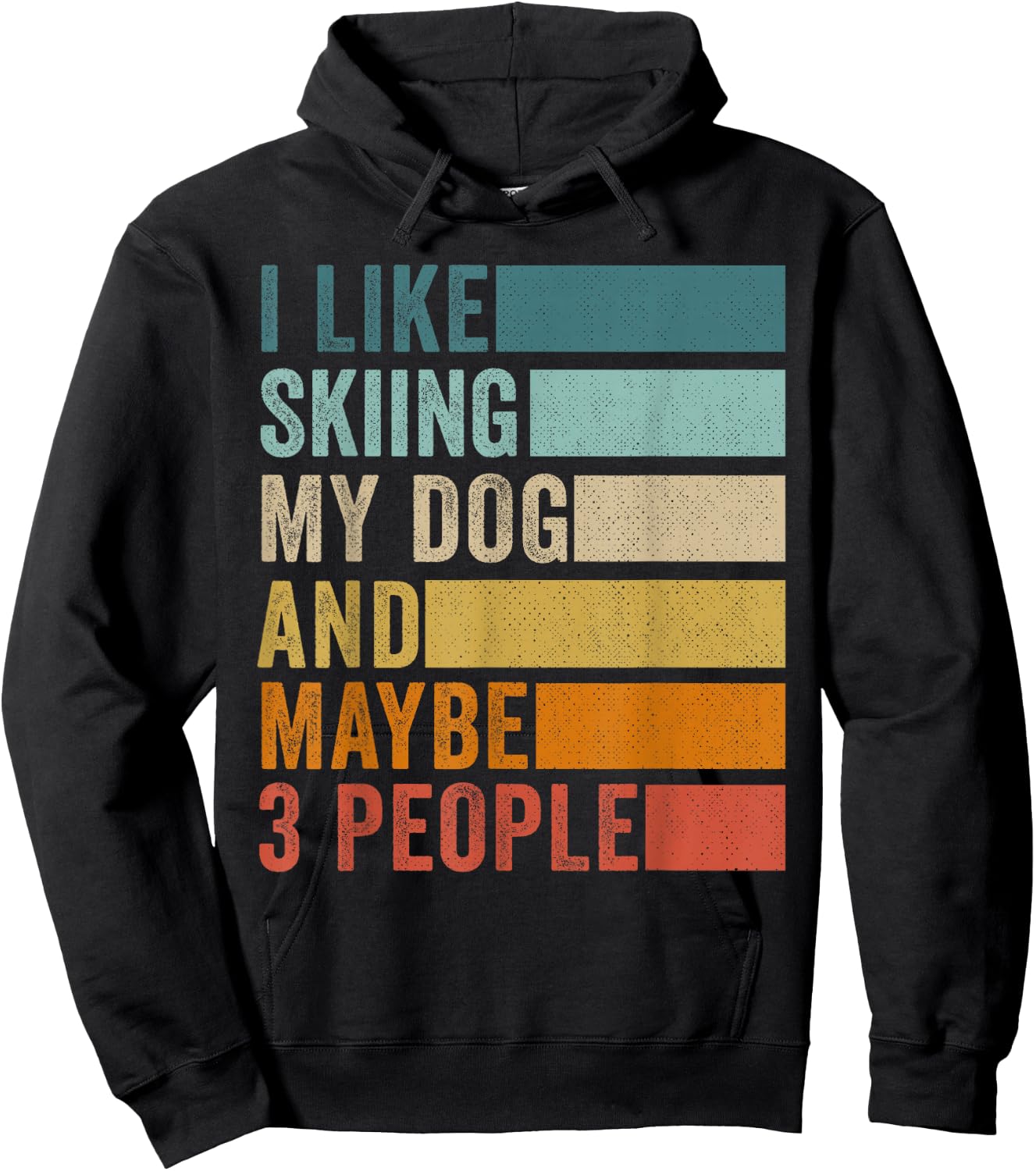 I Like Skiing My Dog And Maybe 3 People Vintage Retro Hoodie - Hoodie | Black