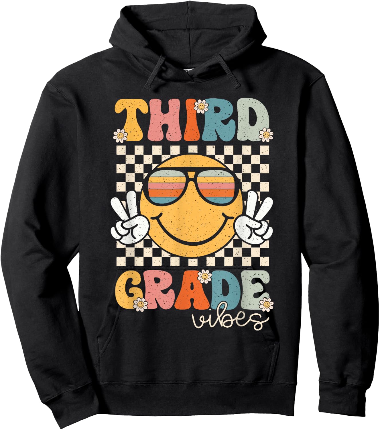 Third Grade Vibes Smile First Day of School 3rd Grade Team Hoodie - Hoodie | Black