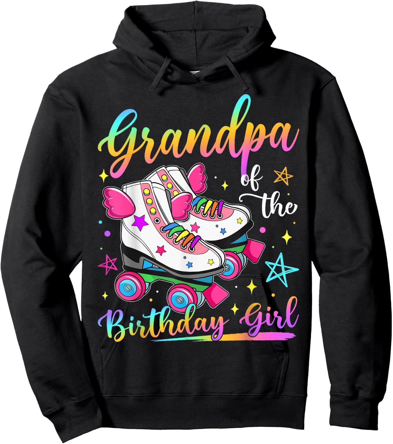 Grandpa Of The Birthday Girl Rolling Skate Family Matching Hoodie - Hoodie | Black