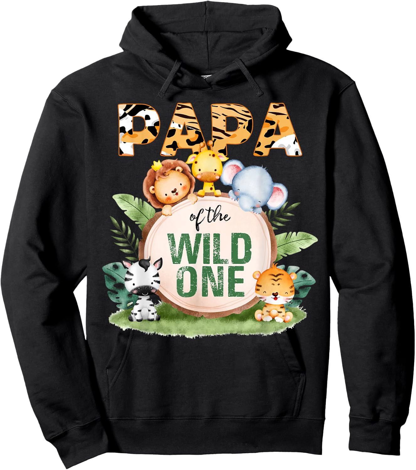 Papa Of The Wild One 1st Birthday Safari Family Matching Hoodie - Hoodie | Black
