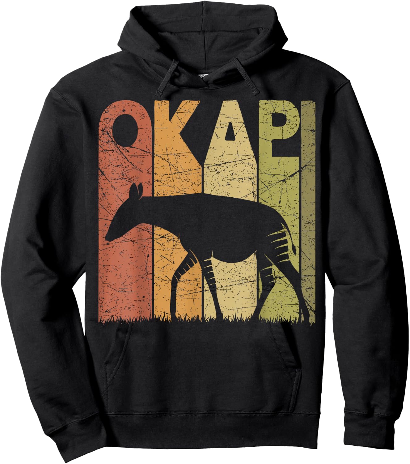 Okapi Vintage Forest Giraffe Okapi Retro Zoology Hoodie - Hoodie | Black