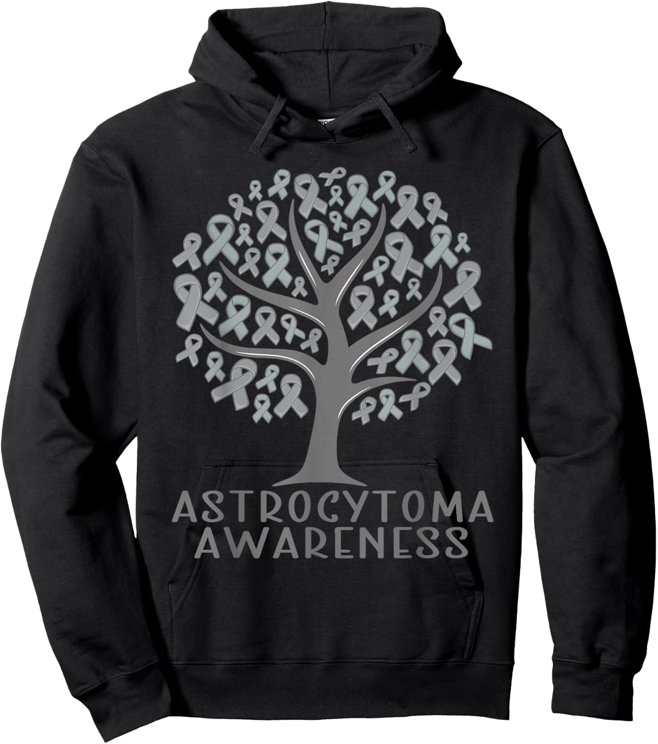 Astrocytoma Awareness Tree Ribbons, Wear grey Hoodie - Hoodie | Black
