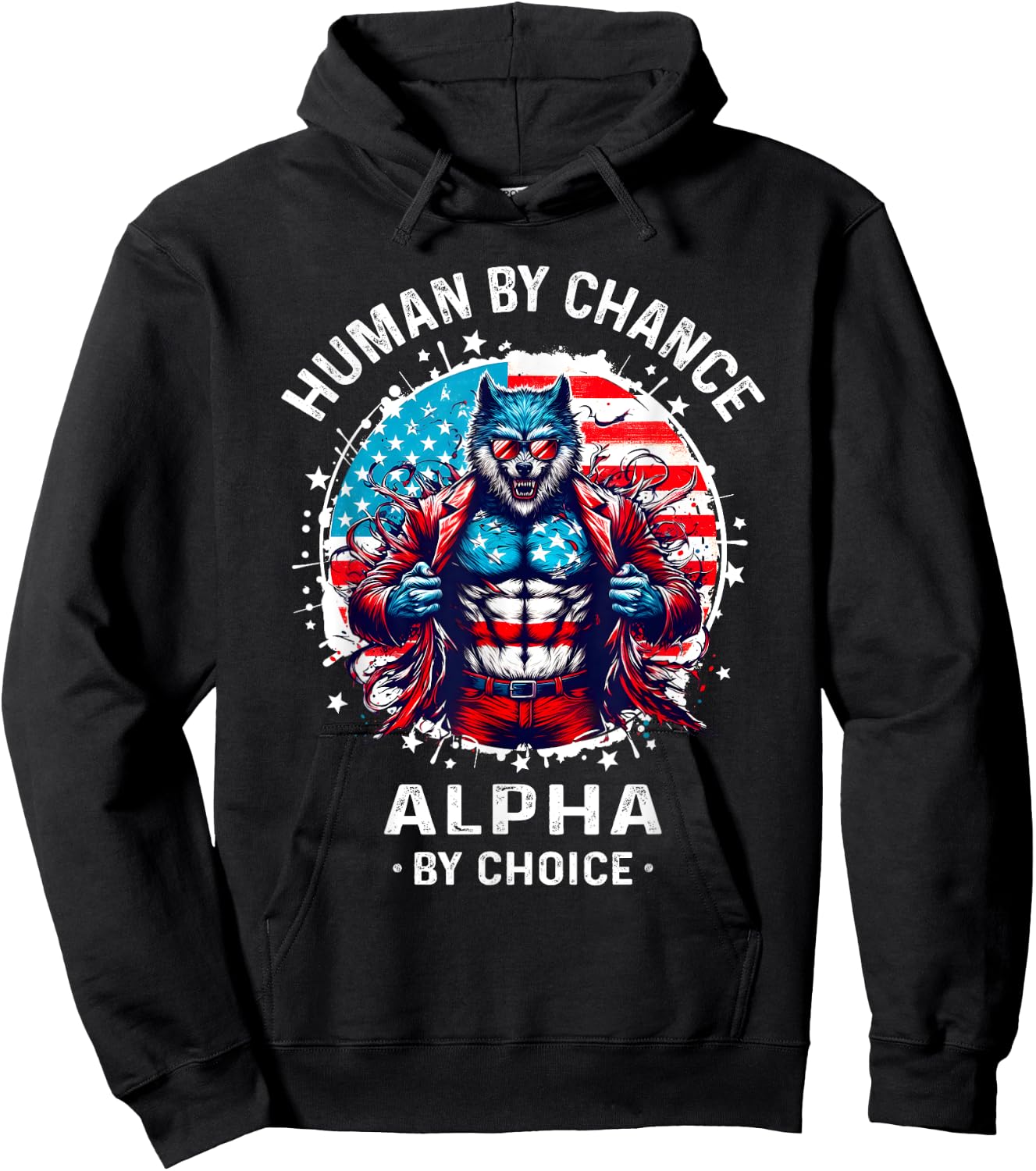 American Werewolfs Alpha Funny Cringe T Shirts Wolf Meme Hoodie - Hoodie | Black