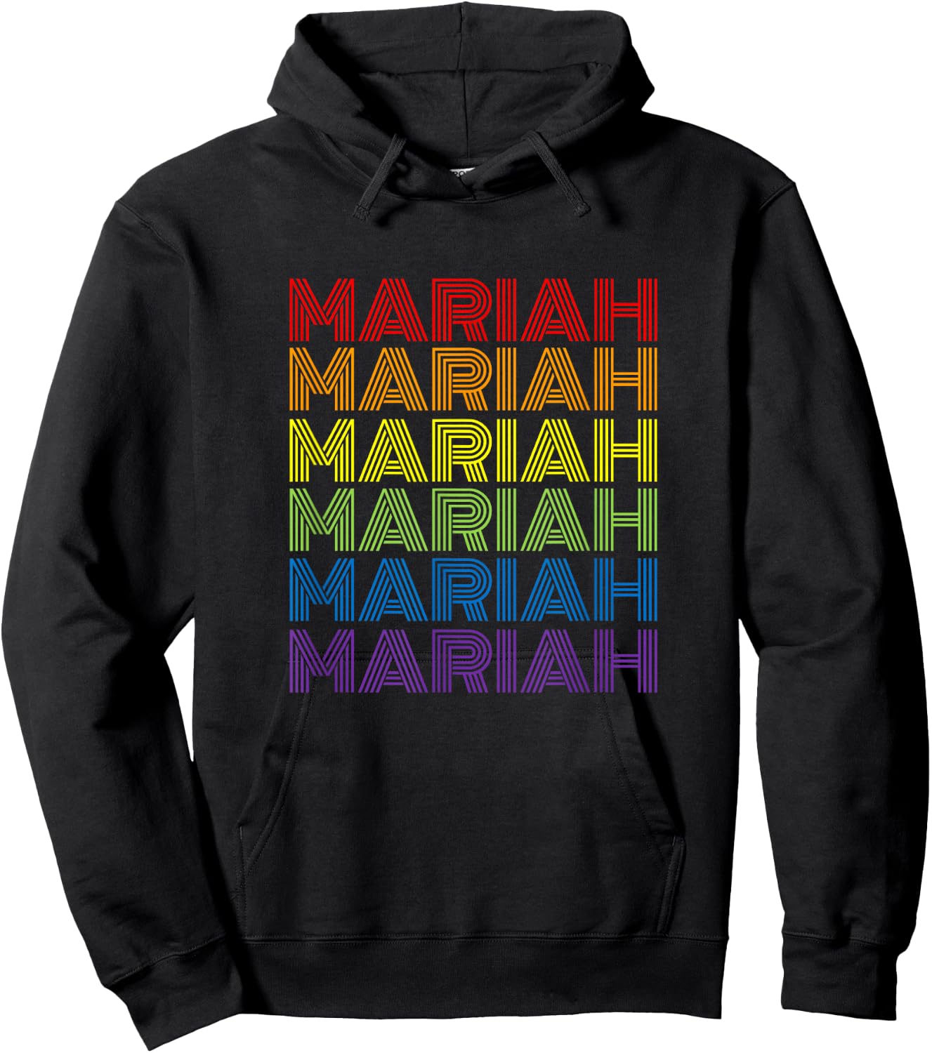 Retro Style Mariah Rainbow Hoodie - Hoodie | Black