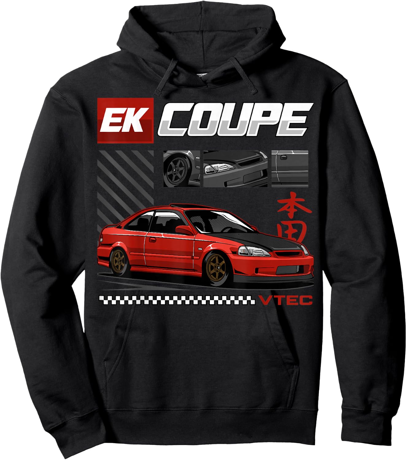 Civic EK Coupe Type R Japanese Car , Small, Black Hoodie - Hoodie | Black