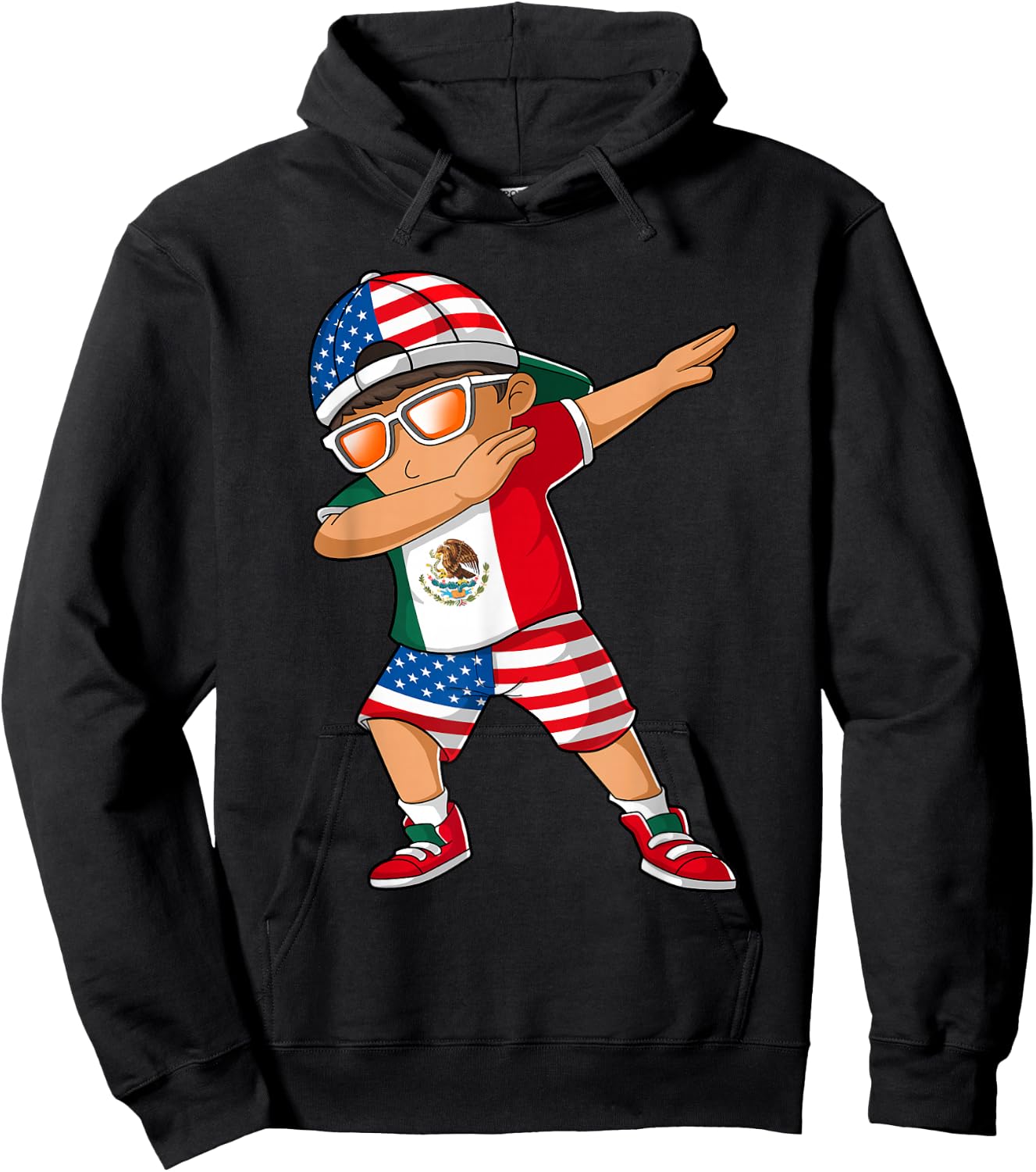 Half American Half Mexican Boy Kid Mexico Flag Patriotic Small Hoodie - Hoodie | Black