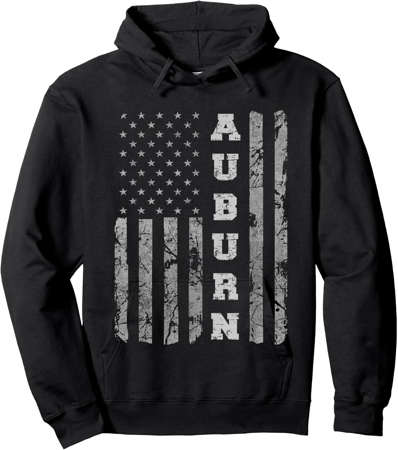 Auburn, Alabama, American Flag Hoodie - Hoodie | Black