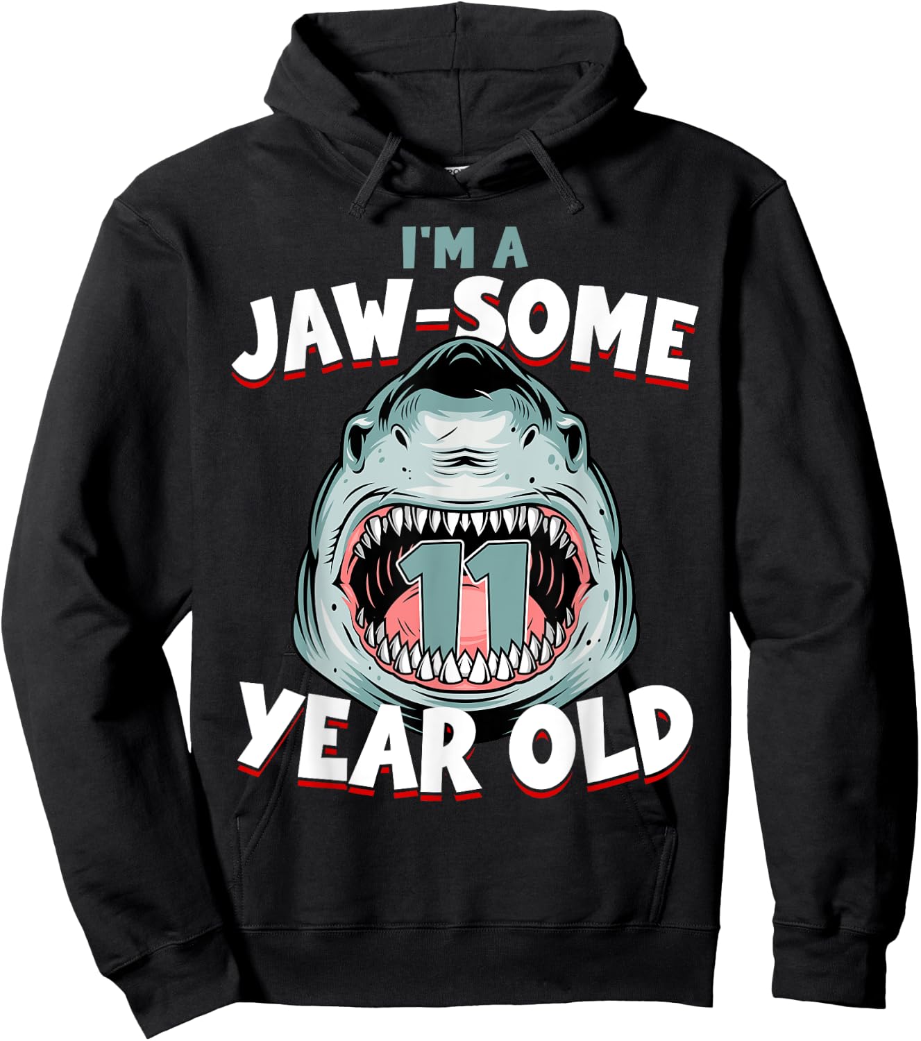 11 Year Old Birthday Boy Shark Jaw-Some 11th B-Day Age Hoodie - Hoodie | Black