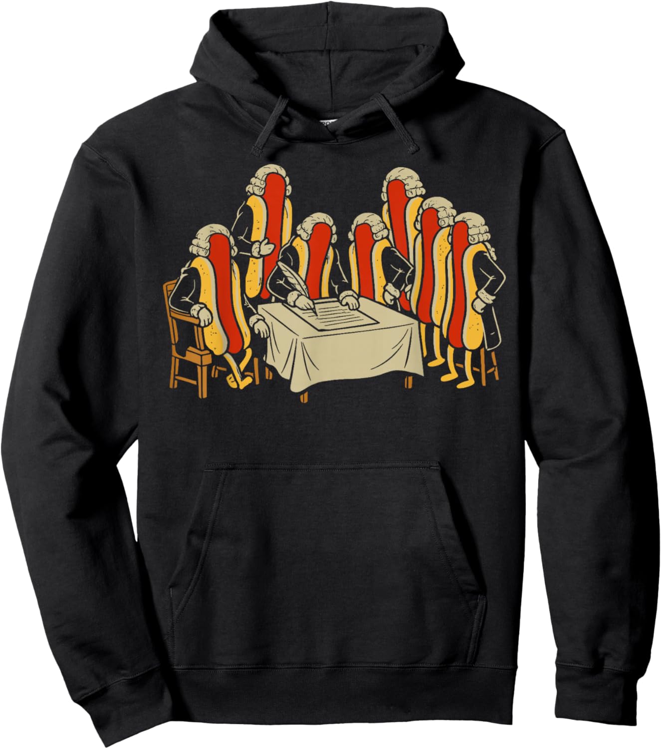 Founding Franks Funny Hotdog Historical Humor Graphic Hoodie - Hoodie | Black